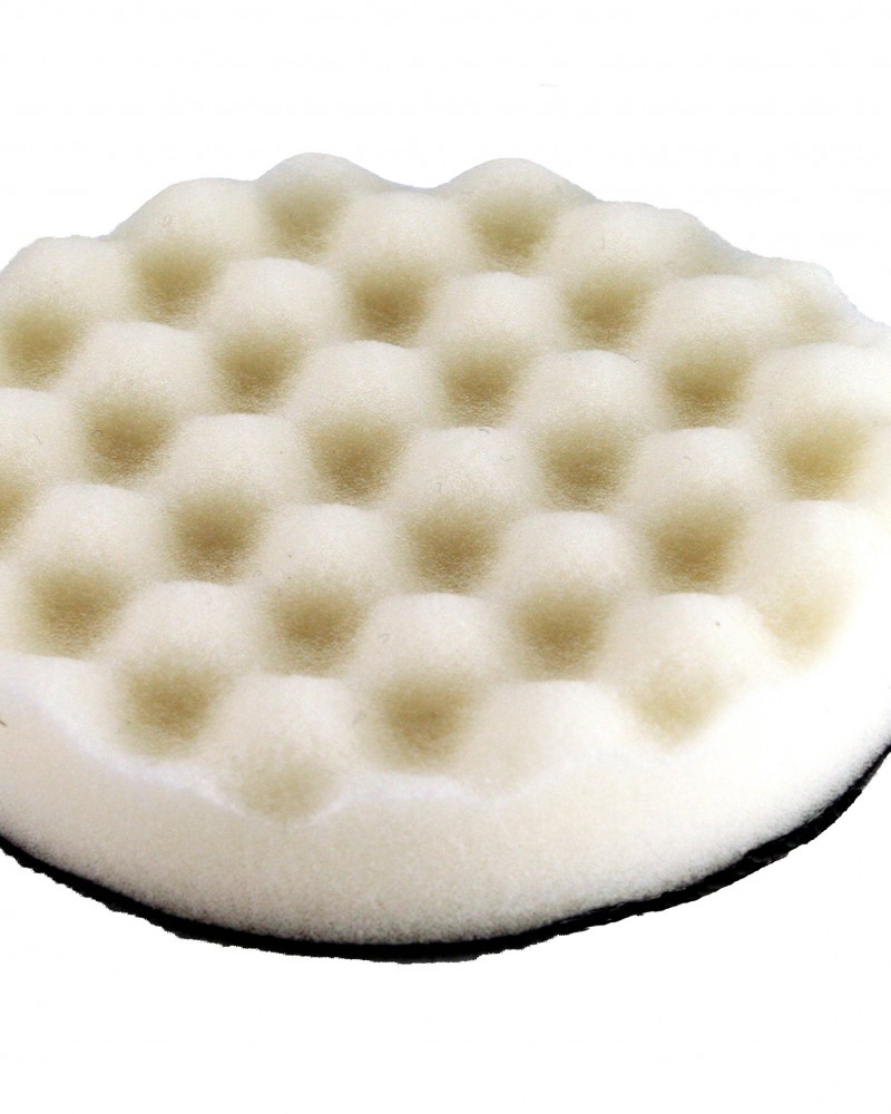 Hook and Loop White Waffle Foam Pad Buffer Sponge - Set of 3 Pieces - Air Polisher Accessory, 6 inch