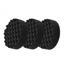 Hook and Loop Soft Black Waffle Foam Pad Buffer Sponge - Set of 3 Pieces - Pneumatic Air Polisher Accessory, 2 inch