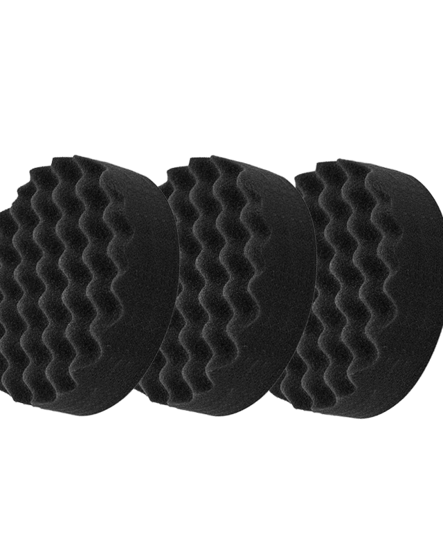 Hook and Loop Soft Black Waffle Foam Pad Buffer Sponge - Set of 3 Pieces - Air Polisher Accessory, 3 inch