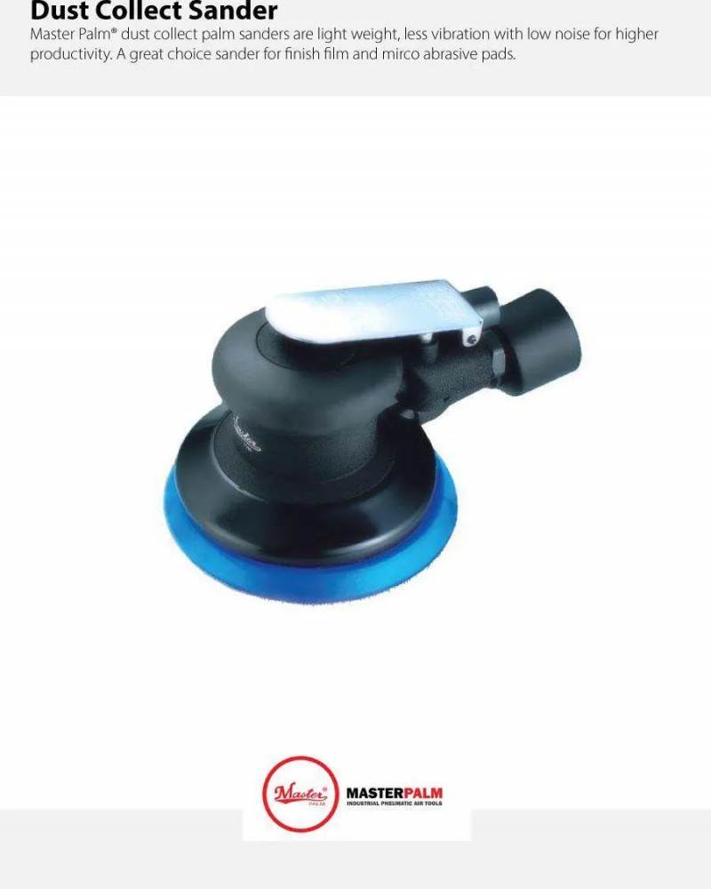 Industrial Heavy Duty 5" Dual Action Orbital Palm Sander With Central Vacuum Dust Collector, 11000 rpm, 1.2 HP, 0.2 Orbit Size