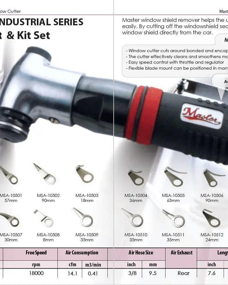 MPT18489 - Industrial Windshield Removal Air Tool Kit Set - Glass Window Cutter Tool Kit