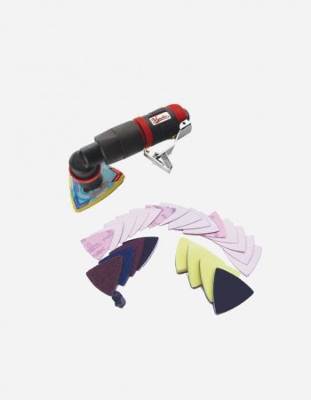 Low Profile Small Triangle Right Angle Orbital Spot Polisher/Sander Set with Muffler, 3800 Rpm