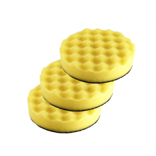 Hook and Loop Yellow Waffle Foam Pad Buffer Sponge - Set of 3 Pieces - Pneumatic Air Polisher Accessory, 6 inch
